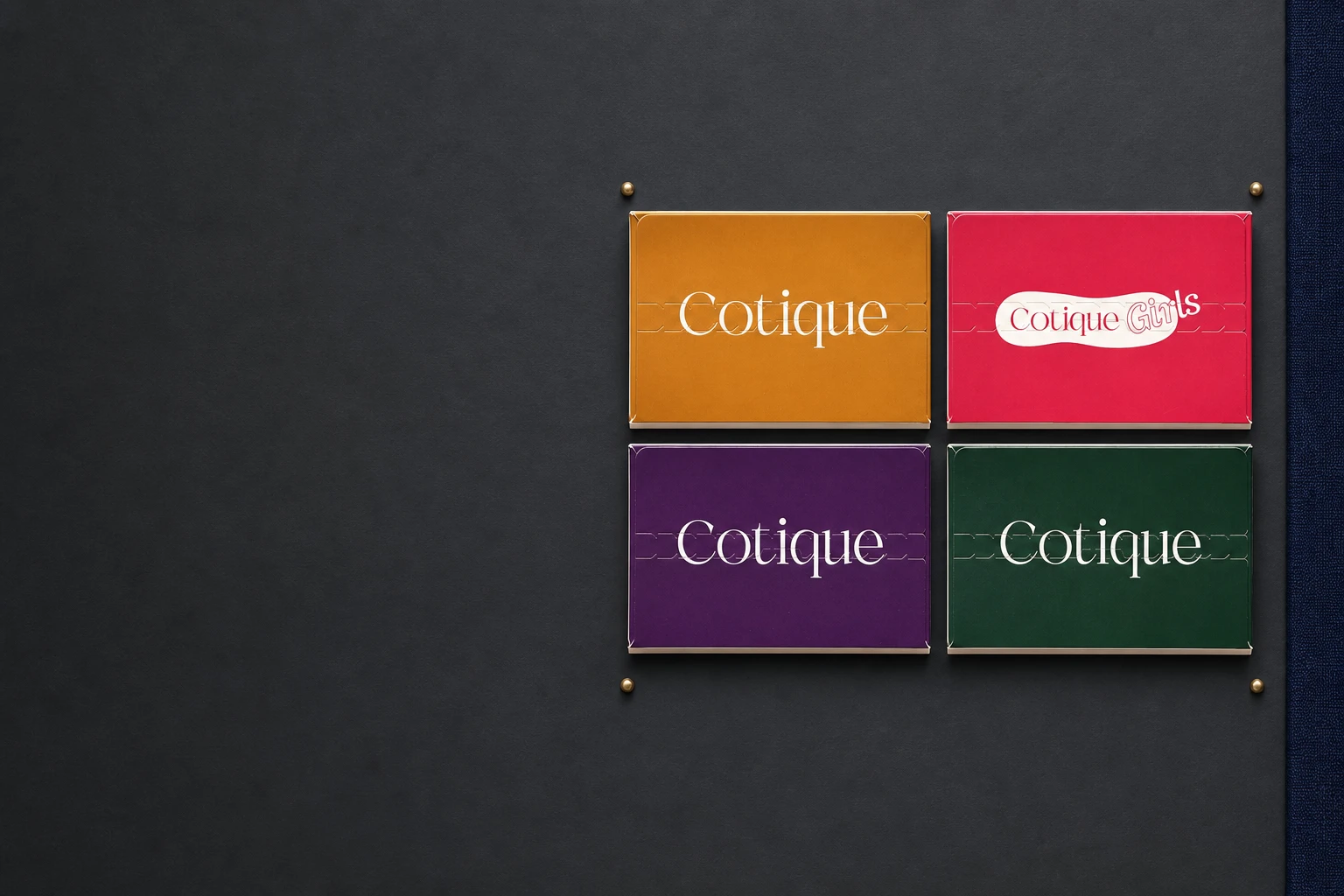 The four Cotique pack tops shown in a clear grid